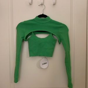 Princess Polly green crop top size 4